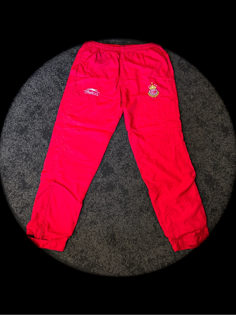 Red Athletic Jogger Pants with Team Crest